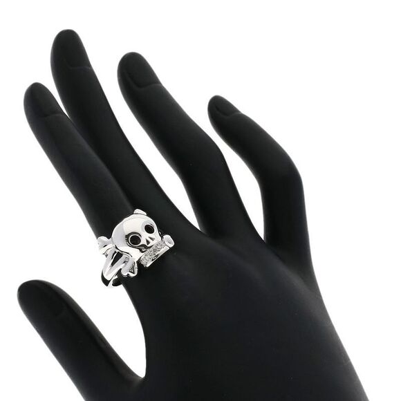 DIOR Tete De Mall Skull Diamond #55 Ring 18K White Gold Women's - Picture 7 of 13